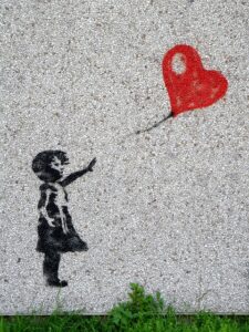 mural, girl, balloon, child, heart, graffiti, innocent, loss, wave, play, flying, farewell, float, goodbye, separation, apart, tragic, letting go, release, give up, sad girl, sad, banksy-motif, street art, art, template graffiti, sprayer, stencil, wash concrete, longing, drawing, android wallpaper, iphone wallpaper